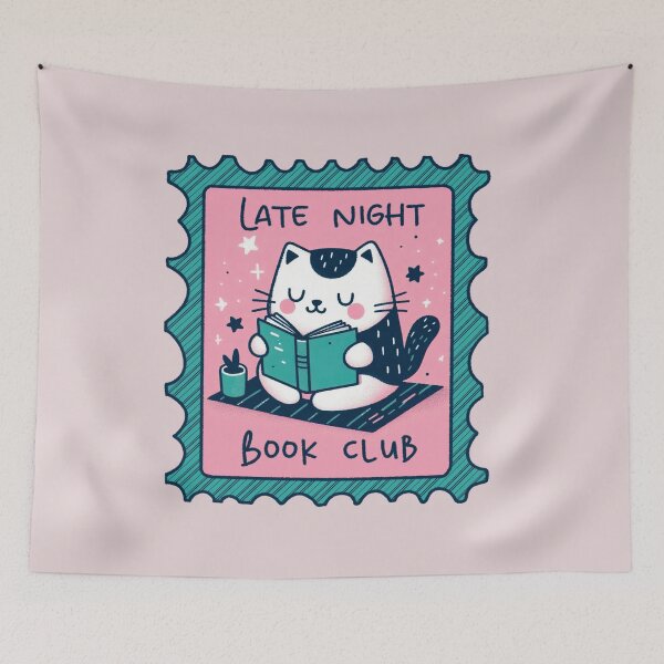 Item preview, Late Night Book Club Cat designed and sold by SnugbugStudios.