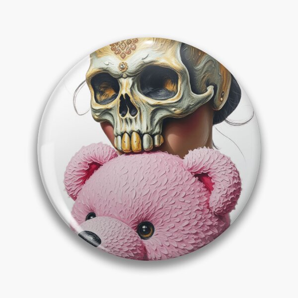 Item preview, Golden Skull Head | pink teddy bear Pop Art Women designed and sold by TaliaShin.