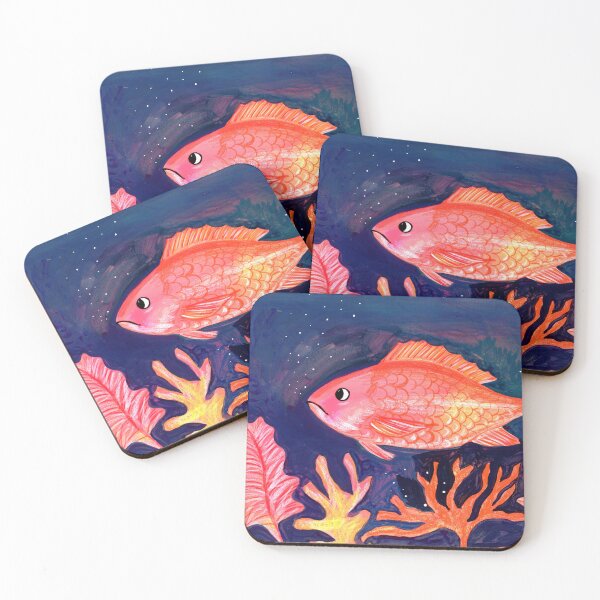 Item preview, Red Snapper fish in the Deep - Vibrant Ocean Art by Jemma Jamie Skidmor designed and sold by Jemma Jamie Skidmore.