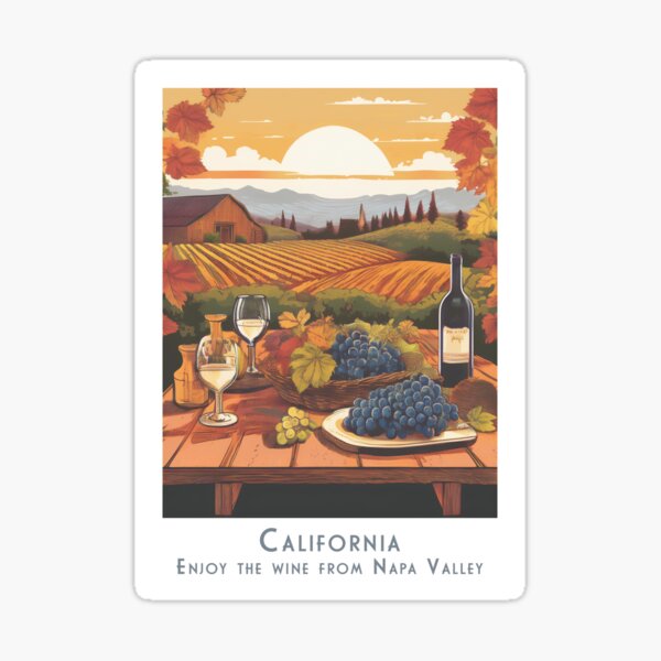 Item preview, California Retro Vintage Travel Poster – Sunset and Wine in Napa Valley designed and sold by pod24.