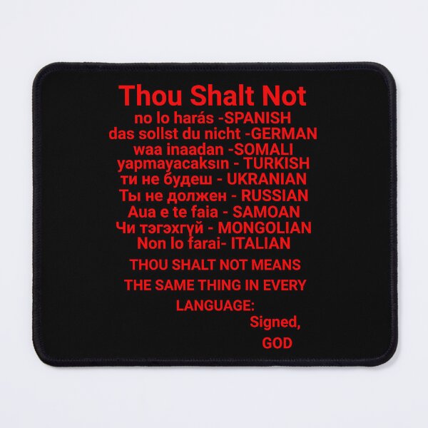 Item preview, Thou Shalt Not, Signed GOD different languages multilingual polyglot designed and sold by S4G Tees.