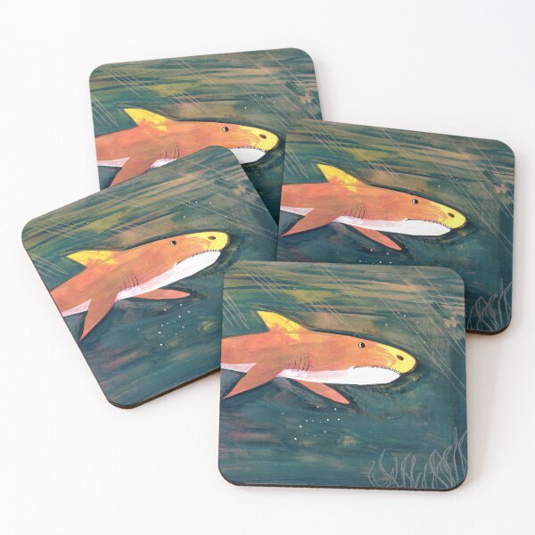 Item preview, Vibrant Shark in the Deep hand painted Illustration - Marine Art by Jemma Jamie Skidmore designed and sold by Jemma Jamie Skidmore.