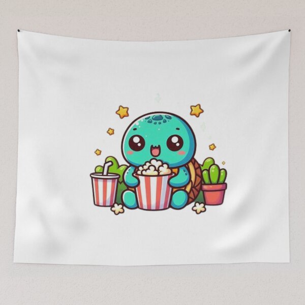 Item preview, turtle eating popcorn designed and sold by Eternalski.
