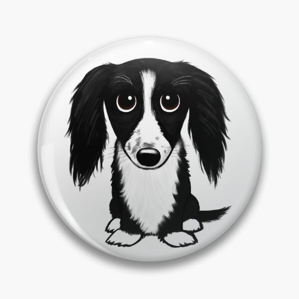 Item preview, Longhaired Black and White Dachshund Cute Cartoon Wiener Dog designed and sold by Jenn Inashvili.