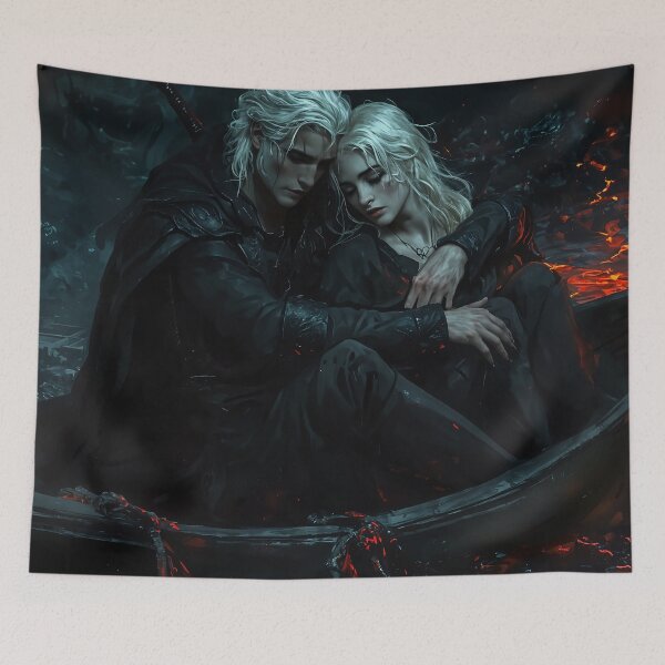 Item preview, Ethereal Embrace: Elven Lovers Adrift in the Midnight Tide designed and sold by oanaunciuleanu.