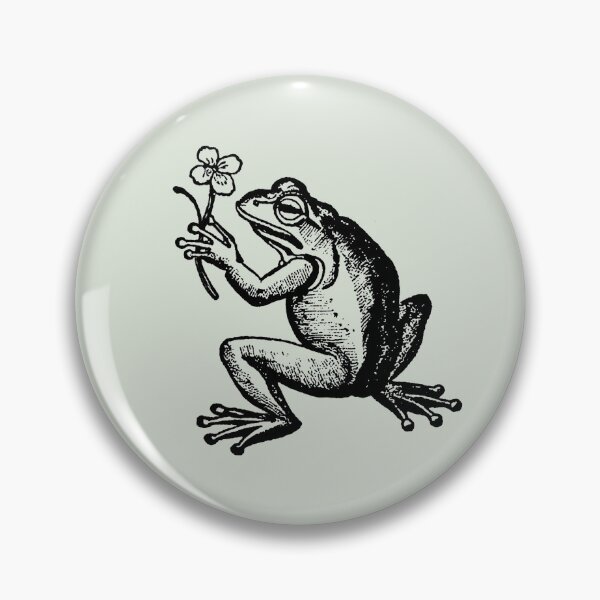Item preview, Engraved Vintage Frog Line Art Illustration "A flower's silent song to the dawn" designed and sold by MOODYTUNES.