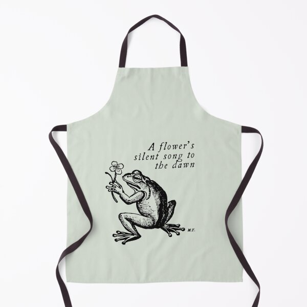 Item preview, Engraved Vintage Frog Line Art Illustration "A flower's silent song to the dawn" designed and sold by MOODYTUNES.
