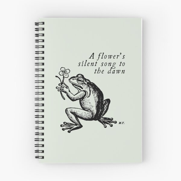 Item preview,  Engraved Vintage Frog Line Art Illustration "A flower's silent song to the dawn" designed and sold by MOODYTUNES.