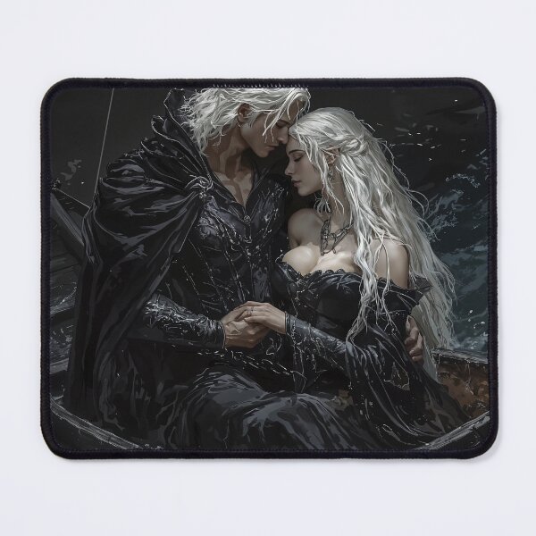 Item preview, Ethereal Embrace: Elven Lovers Adrift in the Midnight Tide designed and sold by oanaunciuleanu.