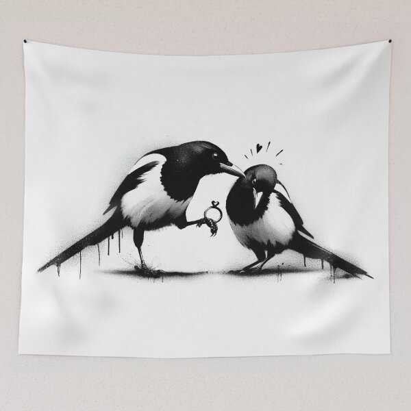 Item preview, A Magpie Engagement - Black And White designed and sold by ArtSea-Bubble.