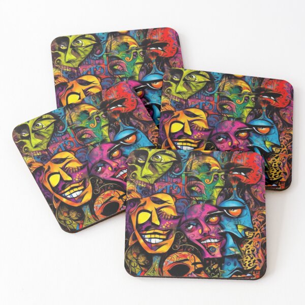Item preview, Abstract Cartoon Faces Graffiti designed and sold by TheDarkWardrobe.