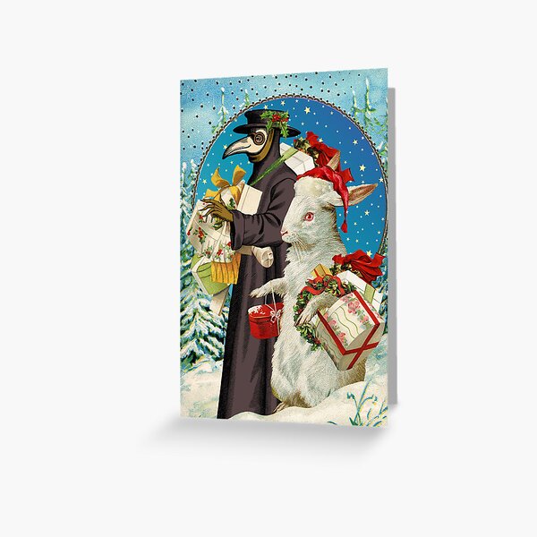 Item preview, Merry Christmas Plague Doctor and White Rabbit designed and sold by GrayHareCards.
