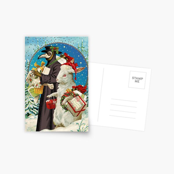 Item preview, Merry Christmas Plague Doctor and White Rabbit designed and sold by GrayHareCards.