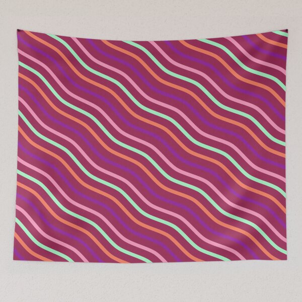 Item preview, Rainbow Colored Varying Wave Lines Parallel Wavy Strips designed and sold by EvergreenMotifs.