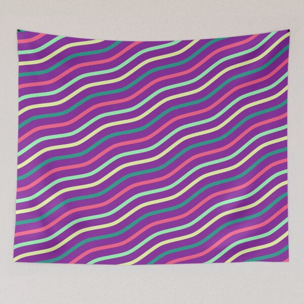 Item preview, Rainbow Colored Varying Wave Lines Parallel Wavy Strips designed and sold by EvergreenMotifs.