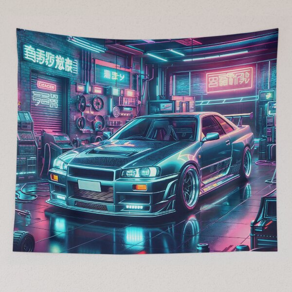 Item preview, Skyline R34 in Neon Garage designed and sold by RCStoreUy.