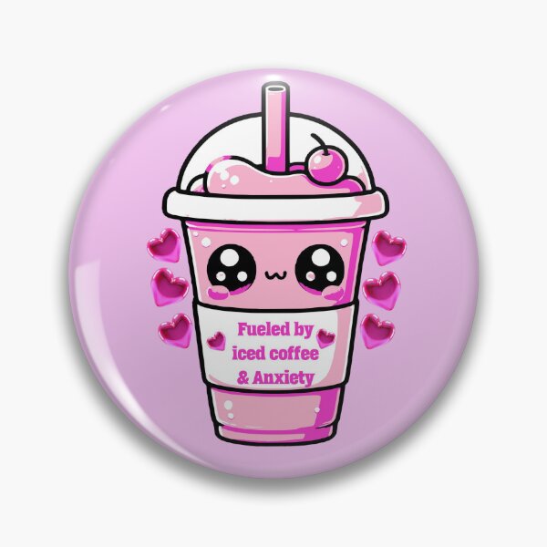 Item preview, pink iced coffee "Fueled by iced coffee & Anxiety sticker and more designed and sold by CRandRRstickers.