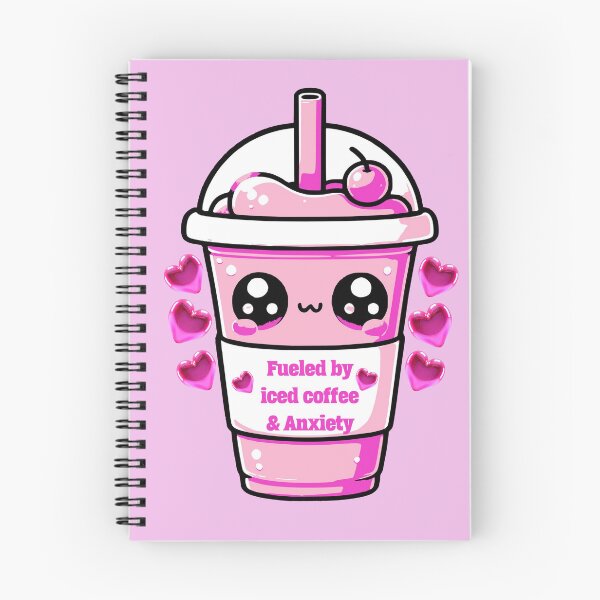Item preview, pink iced coffee "Fueled by iced coffee & Anxiety sticker and more designed and sold by CRandRRstickers.