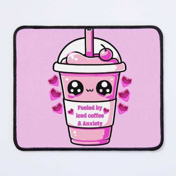 Item preview, pink iced coffee "Fueled by iced coffee & Anxiety sticker and more designed and sold by CRandRRstickers.