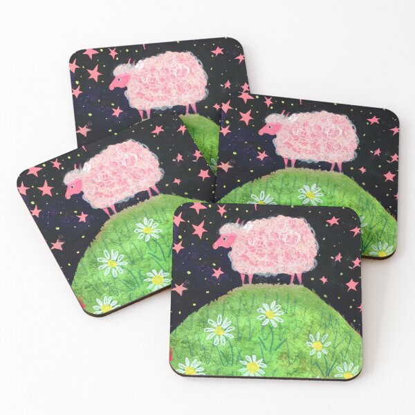 Item preview, Pink Sheep Under the Stars - Whimsical Illustration by Jemma Jamie Skidmore designed and sold by Jemma Jamie Skidmore.