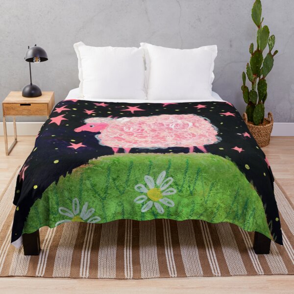 Item preview, Pink Sheep Under the Stars - Whimsical Illustration by Jemma Jamie Skidmore designed and sold by Jemma Jamie Skidmore.