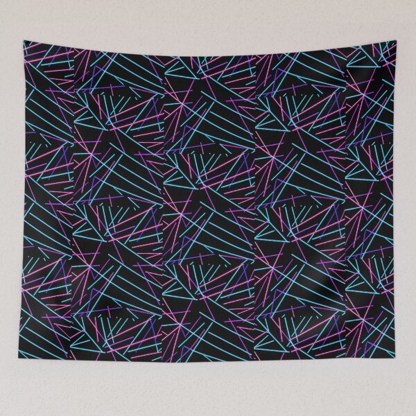 Item preview, Neon laser lights many black background pattern repeating  designed and sold by cheekylorns.