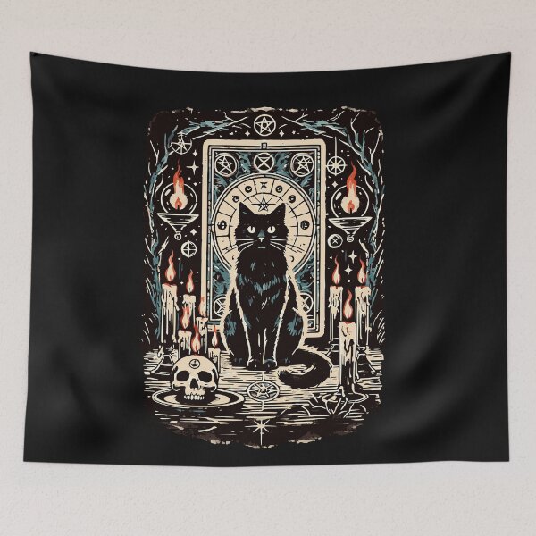 Item preview, HALLOWEEN TAROT STYLE BLACK CAT OCCULT MYSTICAL, AI designed and sold by davidjulie.