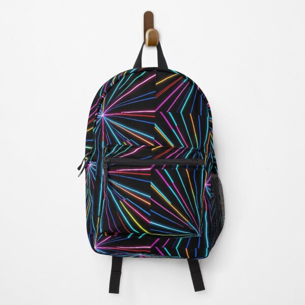 Item preview, Neon laser lights many black background pattern repeating designed and sold by cheekylorns.
