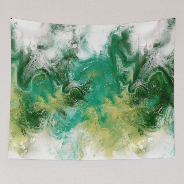 Item preview, Green River, digital fluid art, cells, bubbles, abstract, white background designed and sold by MayGreenAbgrall.