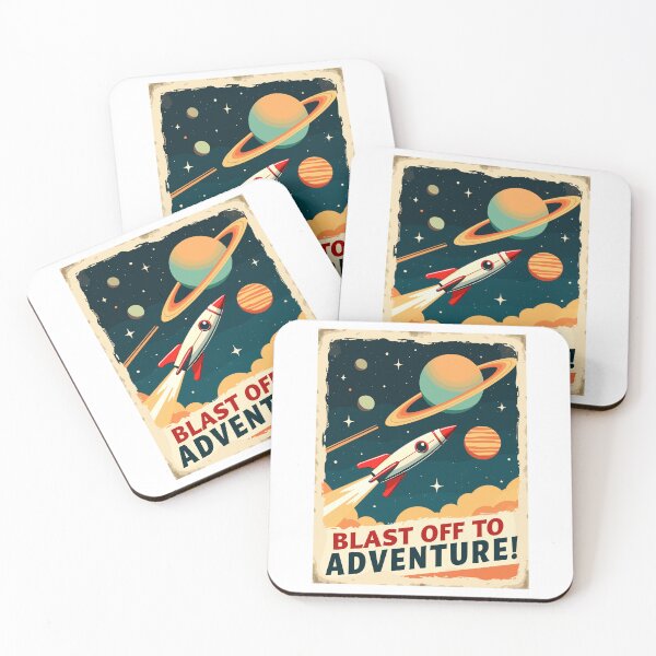 Item preview, Blast Off to Adventure Retro Space Travel Art designed and sold by QuirkPrint.