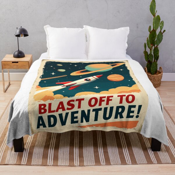 Item preview, Blast Off to Adventure Retro Space Travel Art designed and sold by QuirkPrint.