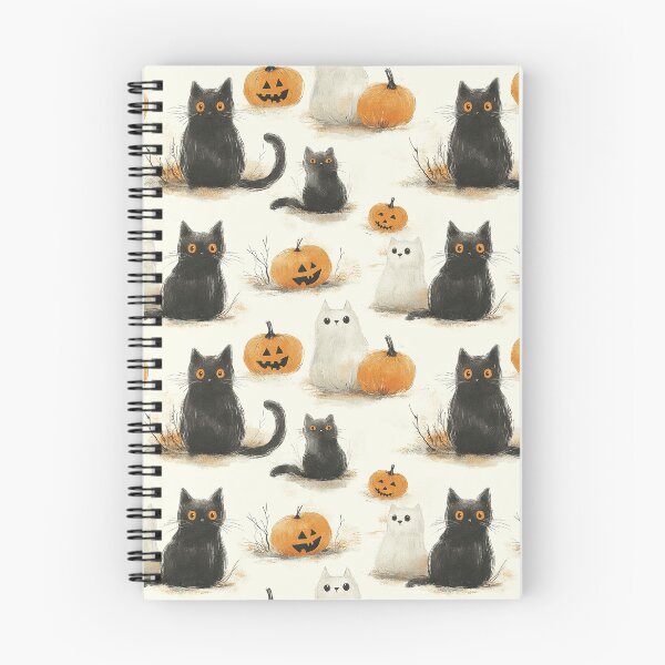 Item preview, Lindo patrón de gatos y calabazas de Halloween designed and sold by InkInduldge.