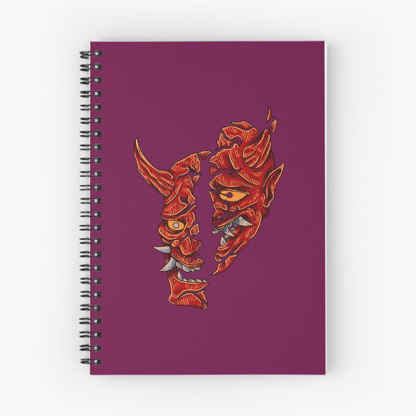 Item preview, Broken/cut in half red Hannya Traditional Japan Demon Oni Mask designed and sold by ZaniokoDesign.
