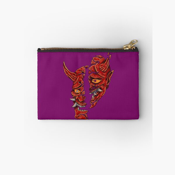 Item preview, Broken/cut in half red Hannya Traditional Japan Demon Oni Mask designed and sold by ZaniokoDesign.