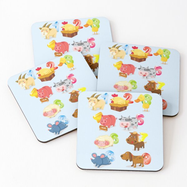 Item preview, Farm animal friends numbered one to nine. designed and sold by claireseyeview.