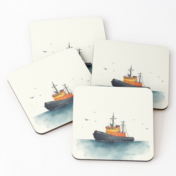 Item preview, Tugboat Watercolor Wall Art designed and sold by ArtfullyRooted.