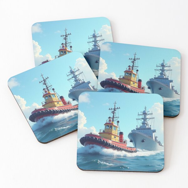 Item preview, Tugboat Painting Pulling Ship designed and sold by ArtfullyRooted.