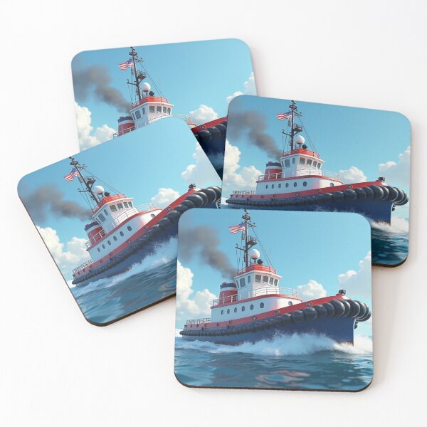 Item preview, Tugboat Print Red White and Blue designed and sold by ArtfullyRooted.