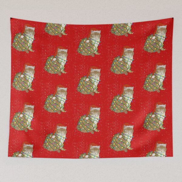 Item preview, Christmas Cat Wrapped in Lights designed and sold by kiwi91.