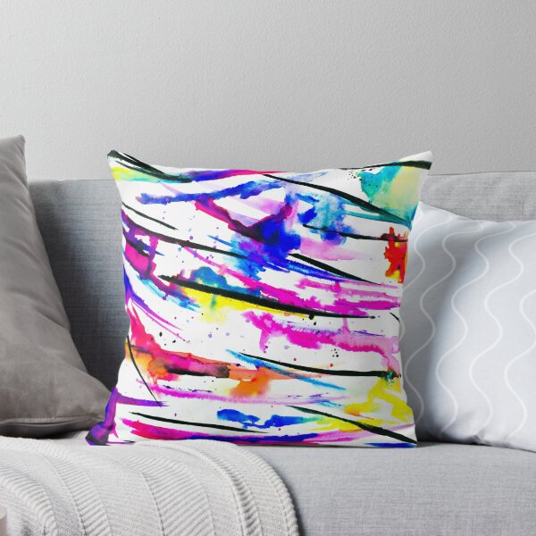 Item preview, Modern bright abstract pink black multicolor watercolor brushstrokes designed and sold by GirlyTrend.