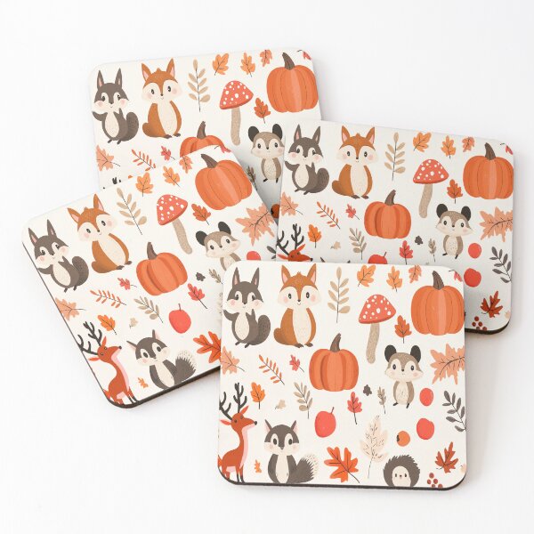 Item preview, kawaii autumn woodland characters designed and sold by BeatnikBuddha.