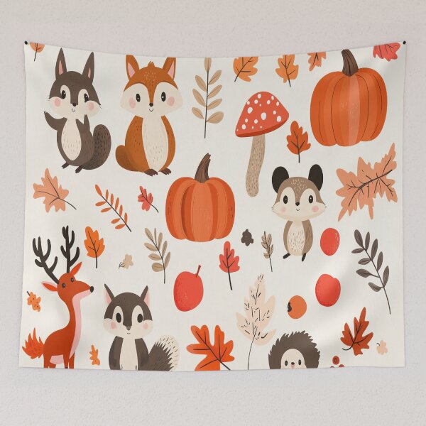 Item preview, kawaii autumn woodland characters designed and sold by BeatnikBuddha.