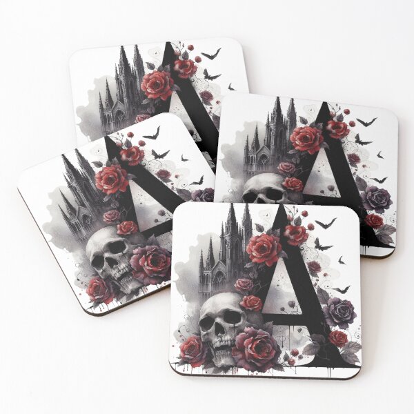 Item preview, Gothic Alphabet Skull and Roses A designed and sold by CultDigHoriz.