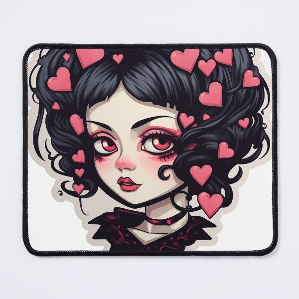 Item preview, Cute Goth Girl with Hearts designed and sold by QuantumRuby.