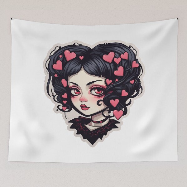 Item preview, Cute Goth Girl with Hearts designed and sold by QuantumRuby.