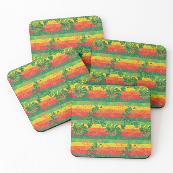 Item preview, Happy Hand Drawn Monstera Red Gold Green designed and sold by Vibezgarden.