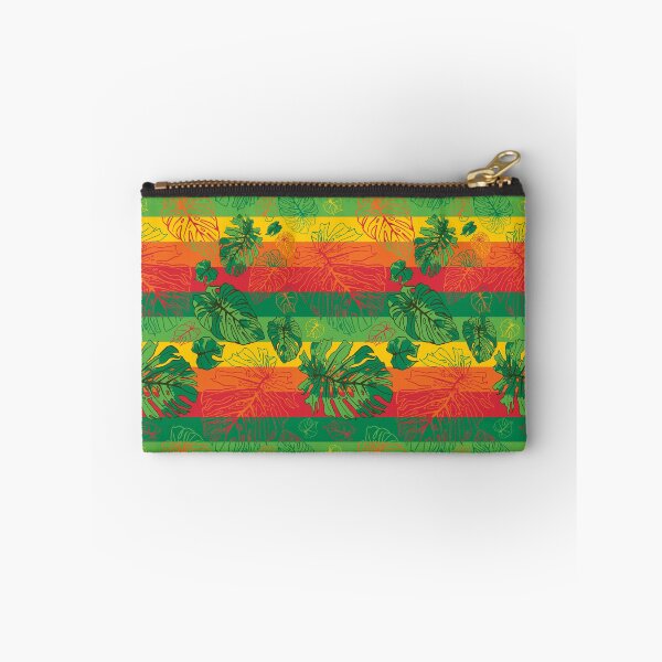 Item preview, Happy Hand Drawn Monstera Red Gold Green designed and sold by Vibezgarden.