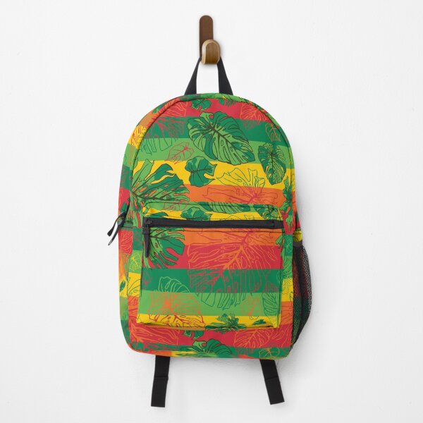 Item preview, Happy Hand Drawn Monstera Red Gold Green designed and sold by Vibezgarden.