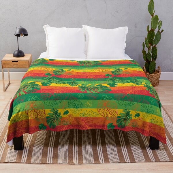 Item preview, Happy Hand Drawn Monstera Red Gold Green designed and sold by Vibezgarden.