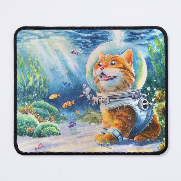 Item preview, Diver cat exploring the underwater world designed and sold by MarieLeRiz-Art.